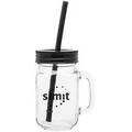 16 Oz. Black Mason Mug W/Color Lid